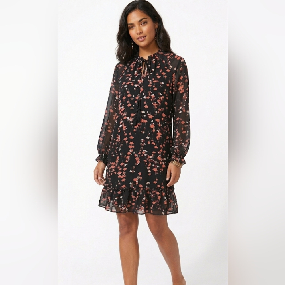 Luxology  Black Dress With Floral Patterns     Size S